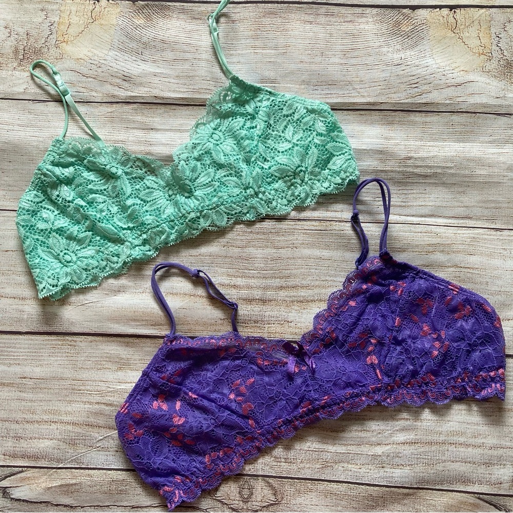 Honeydew Lace Bralette Bundle NWOT Women’s Large Mint Green Purple Pink